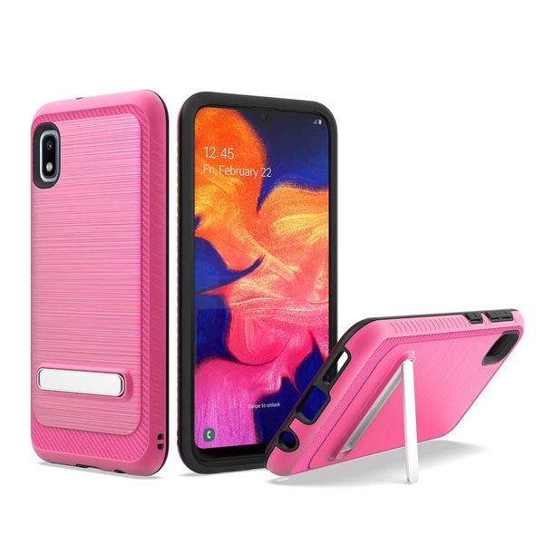 Para Samsung Galaxy A10e / A20 / A30 / A50 Soporte Soporte Kickstand Cubierta protectora de doble capa TPU + PC Armadura resistente antiarañazos