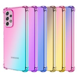 Voor Samsung A53 A33 A73 5G Telefoon Gevallen Helder Regenboog Gradiënt Slanke Anti Kras TPU Shockproof Soft Cover Voor galaxy A13 A23 A03 A02