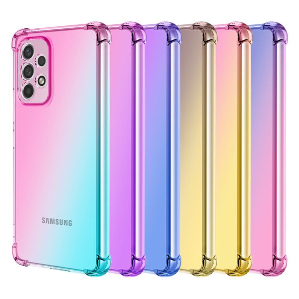 Para Samsung A53 A33 A73 5G fundas de teléfono transparente gradiente de arco iris delgado antiarañazos TPU cubierta suave a prueba de golpes para Galaxy A13 A23 A03 A02