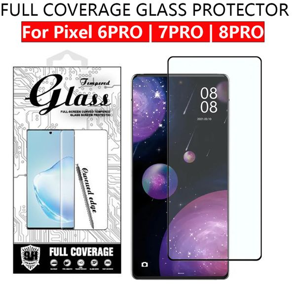 Pour Google Pixel 8 pro pixel 8 7 Pro 8pro 7pro 6pro Cuvred Edge Protecteur d'écran en verre trempé à couverture complète dans une boîte de vente au détail