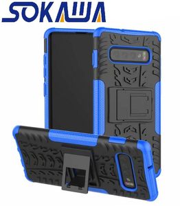 Voor Samsung Galaxy S10 Plus S10E Hard Case Hybride Rubber Armor Zachte Huid TPU Gel Rugged Heavy Duty Stand Silicon Telefoon Cover