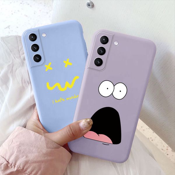 Para Samsung Galaxy S21 Fe Plus Ultra Case Lindo Smiley Cat Women Silicona pintada cubierta suave para Samsung S21+ S 21 5g Cajas de teléfonos