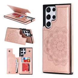 Voor Samsung Galaxy S22 Ultra Wallet Cases Floral PU Leather Card Holder Flip Stand Telefoonafdekkingen voor Sam-Sung S21 Fe S20 A73 A53 A33 A13