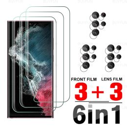 Voor Samsung Galaxy S24 S23 S22 Ultra 5G 6in1 Hydrogelfilm Case Samsun S 24 Plus S23ultra S24ultra Lens Glass Screen Protector