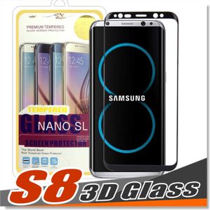 Pour Samsung Galaxy S8 Plus Note 8 Verre Temperred Glass Protector Exact Design Full Screen Coverage 3D Bubble anti -cratte de bord incurvé gratuit