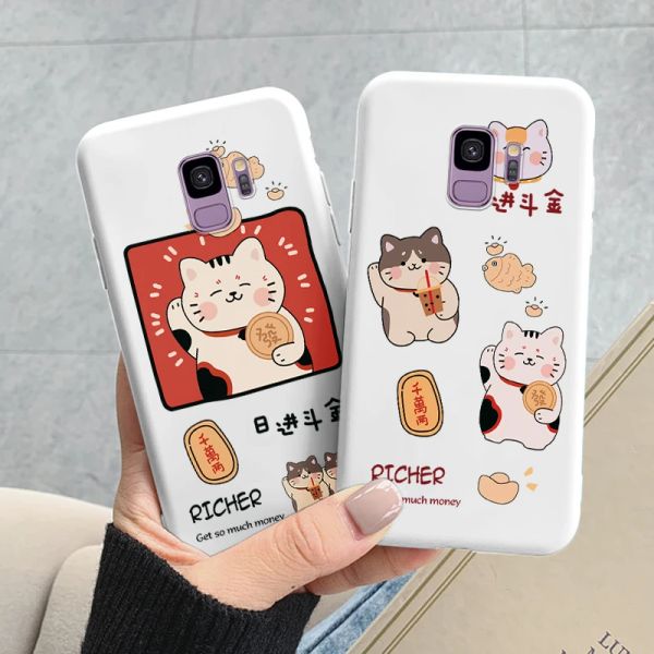 Para Samsung Galaxy S9 S 9 Plus Cover Caricaduras lindas Cat Cat Cat Soft Silicone Shock -Profle Phone para Samsung S9 S9+ Funda Bumper