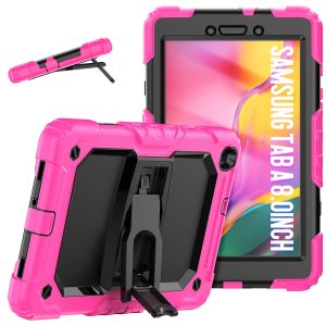 Pour Samsung Galaxy Tab A 8,0 pouces Case de mateillette Hybride Silicone PC Hybride Caprette de tablette de bégolage réglable avec bandoulière + Protecteur d'écran Film Pet Film