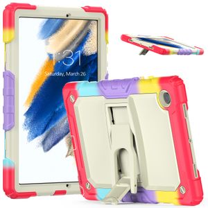 Voor Samsung Galaxy Tab A8 10,5 inch Case Kids Safe Silicone PC Hybride schokbestendige kisten verstelbare standaard tabletafdekking met schouderband+schermbeschermer huisdierfilm