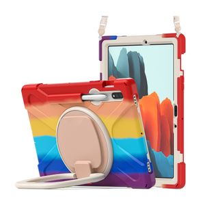 Voor Samsung Galaxy Tab S7 11 T870 T875 T878 Cases Full Body Shockproof Rainbow Tablet Cover Stand Schouderriem