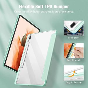 Voor Samsung Galaxy Tab S9 Fe Plus Case Transparant Cover Tab S7 S8 S8 Plus Fe 12.4 S6 Lite 10.4 Wakker worden met potloodhouder Funda