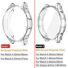 Voor Samsung Galaxy Watch 6 5 4 44/40mm Riemkasbeschermer Clear Resin -armband voor Watch 4 Classic 46/42mm Active 2 Bandomslag