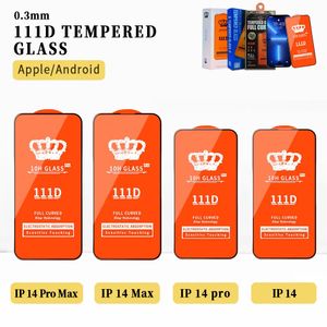 Voor Samsung HTC Huawei Glass Protector Tempered Film Clear Screen voor iPhone14 Plus Pro Max XR XS 7 8 Volledige lijmbeveiliging Cover 11 12 13 Mini Case 2.5D Polishing Glazen