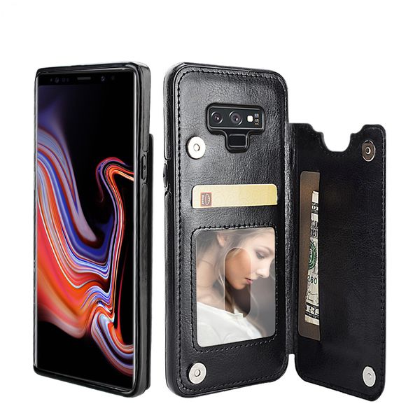 Pour Samsung Note 9 S9 S8 S7 étui portefeuille mince fentes pour cartes couverture de téléphone en cuir TPU antichoc multifonctionnel pour iPhone X 8 7