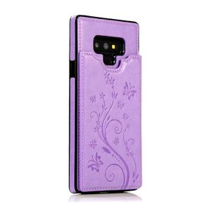 Voor Samsung Note20 Ultra Double Gesp Butterfly Flower Magnetische Sluiting Duurzaam Lederen Kickstand Kaart Slots Case