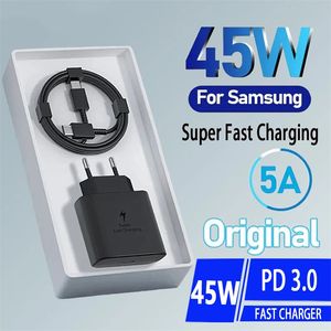 Pour Samsung Original PD 45W USB C chargeur charge ultra rapide avec câble de Type C Samsung Galaxy S22 S23 Ultra Note 20 prise ue chargeur super rapide pour adaptateur s21 s22