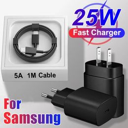 Pour Samsung PD 25W Charger super rapide pour Samsung Galaxy S23 Ultra S22 S21 S20 S24 Note 10 20+ A54 5G UCB C Charger de charge rapide US EU UK ACCESSORIES CHARGER MURS EU US POWER US