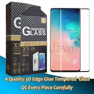 Voor Samsung telefoonschermbeschermers 3D gebogen rand lijm gehard glas een kwaliteit S22 S21 S20 S10 S9 S8 S8 Plus Opmerking 20 Ultra 10 9 8 Case vriendelijk met retailpakket