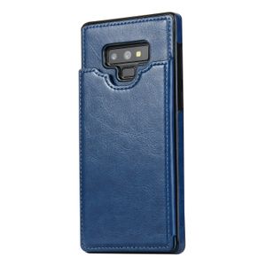 Voor Samsung Note 20 Ultra S10Plus S9 S8 S7 Dubbele Gesp Magnetische Sluiting Duurzaam Lederen Kickstand Kaart Slots Case
