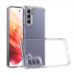 Estuches de teléfono para Samsung S21 PLUS A72 A52 A32 A02 A02S Estuche con protección de cámara transparente Acrílico Cubierta trasera móvil