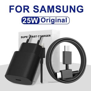 Pour Samsung S23 USB Type C 25W Chargeur de charge super rapide PD UK UK Wall Power Adapter Cable pour Galaxy S24 S22 S20 21 plus FE A54 A14 CHARGEUR MURS MUR