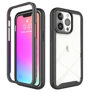 Premium 2in1 Sterrenhemel Transparant Clear Acrylic Phone Cases voor iPhone 13 12 Pro Max Mini XR XS X 8 7 6 Plus Samsung S22 S21 Note20 Ultra A22 A13 A82 5G S21 FE antislip