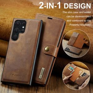 Para la protección de la billetera de cuero ultra magnética Samsung S23 Case de teléfono dividido 2-in-1