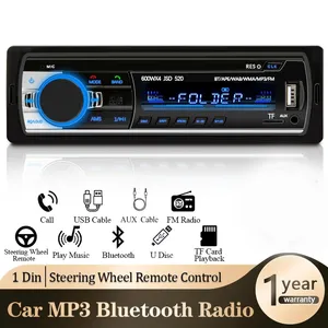Voor Sinovcle Car 1din Audio Radio Bluetooth Stereo MP3 -speler FM Receiver 12V Support Telefoon Opladen Aux/USB/TF -kaart in Dash Kit