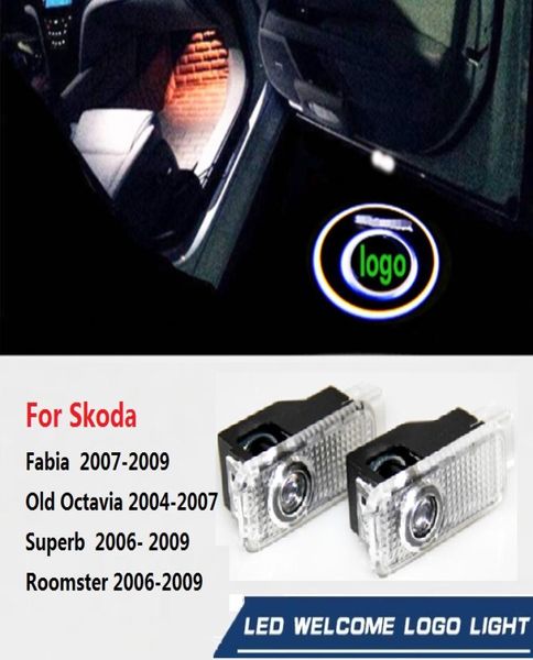 Pour SKODA Superb Oktavia Fabia 09 Octavia 0407 Roomster 20062009 sans perçage LED projecteur ombre fantôme Laser Logo de courtoisie Ligh8212678