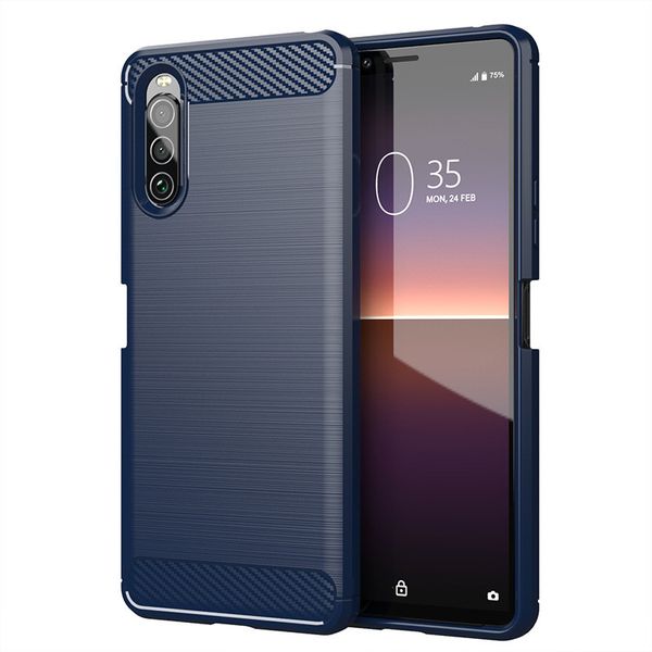 Para Sony Xperia 10 II Funda protectora Patrón de fibra de carbono Funda blanda anticaída para Sony Xperia 1 II Xperia XZ3