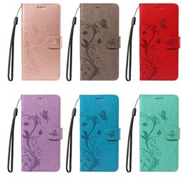 bloem vlinder lederen portemonnee hoesjes voor iphone 15 14 pro max 13 12 11 xr xs x 8 7 6 plus iphone15 id-kaartsleuven houder flip cover zakelijk meisjes magnetische boektas riem