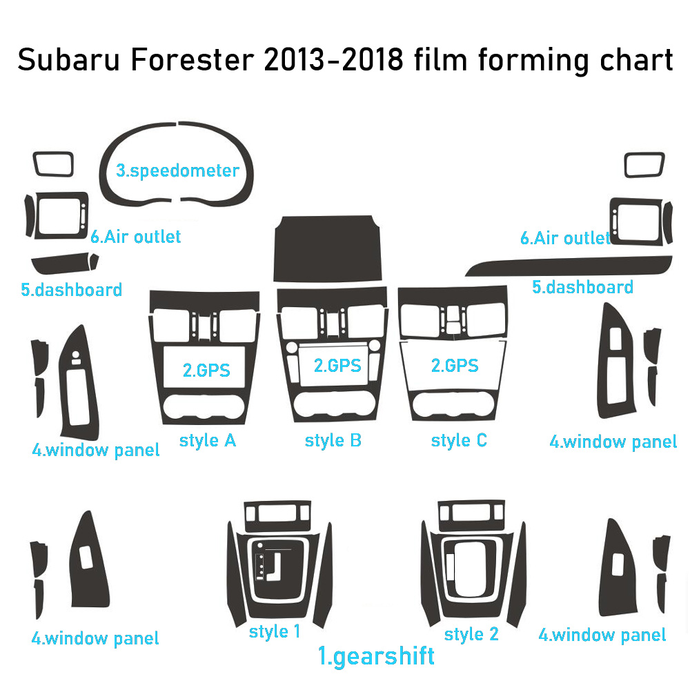 Subaru Forester için 2013-2018 İç Merkez Kontrol Paneli Kapı Tutucu 5D Karbon Fiber Çıkartmalar Çıkartmalar Araba Stil Aksesuar