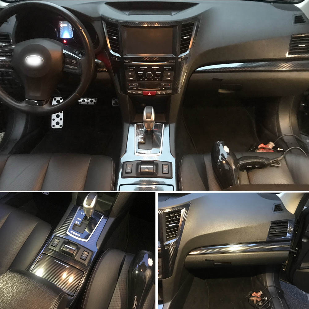 För Subaru Legacy Outback 2010-14 Interiör Central Control Panel Door Handle Carbon Fiber Stickers Decals Car Styling Accessorie
