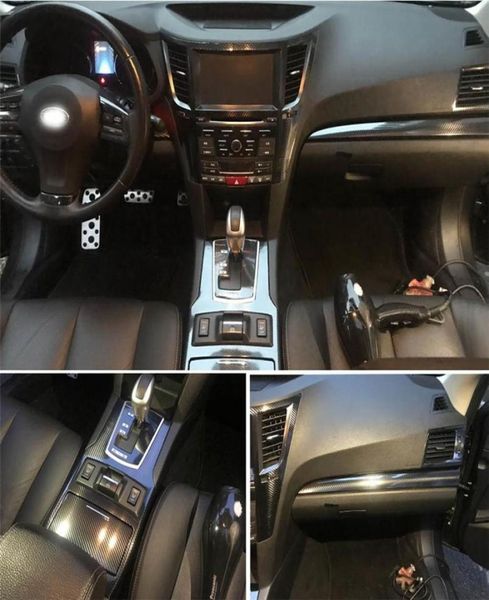 Pour Subaru Legacy Outback 20102014 Panneau de commande central intérieur Poignée de porte Autocollants en fibre de carbone Autocollants de style de voiture Accessorie3429851