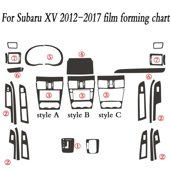 Para Subaru XV 2012-2017, manija de puerta de Panel de Control Central Interior, pegatinas de fibra de carbono 5D, accesorios de estilo de coche