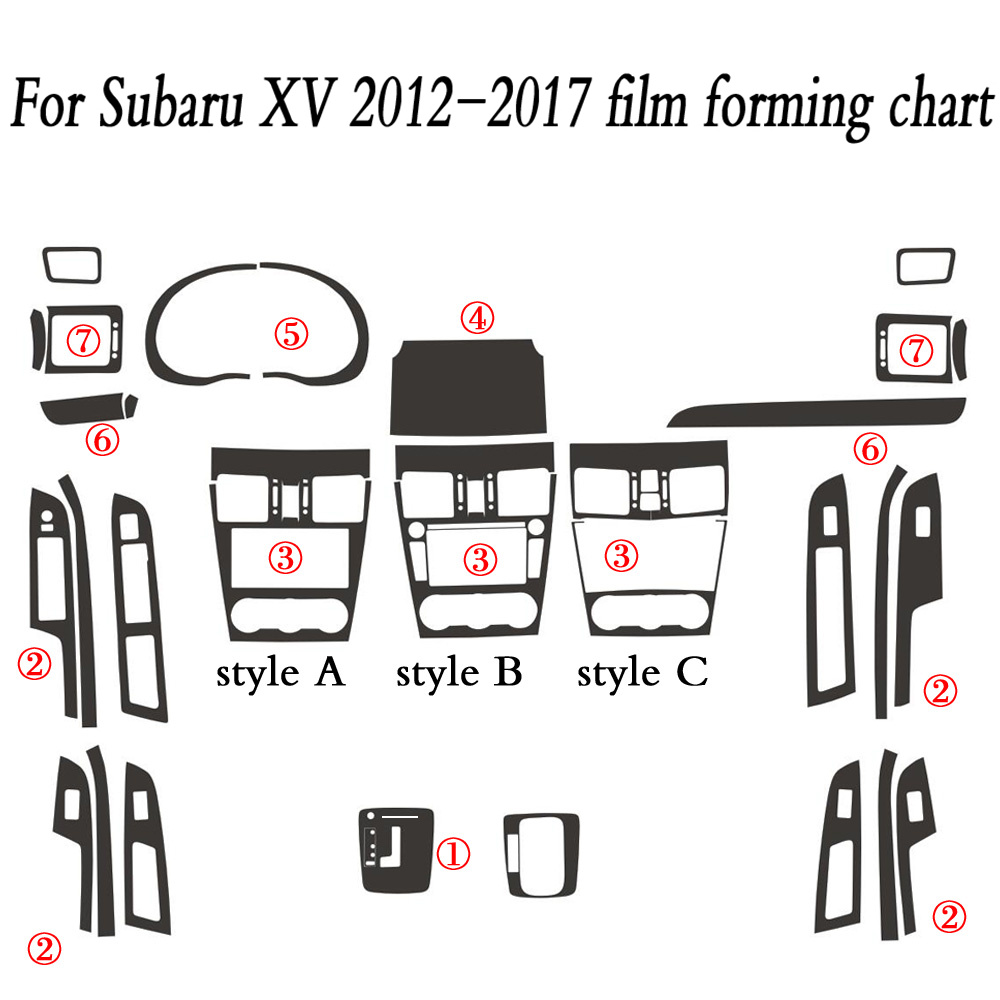 Per Subaru XV 2012-2017 Interni Pannello di Controllo Centrale Maniglia Della Porta 5D Adesivi In Fibra di Carbonio Decalcomanie Car styling Accessorie