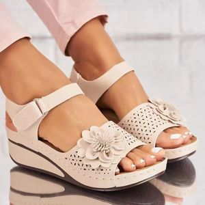Voor zomerschoenen niet lichtgewicht sexy ademende slip op klassiekers wig schoeisel dames sandalen vrouwelijk f