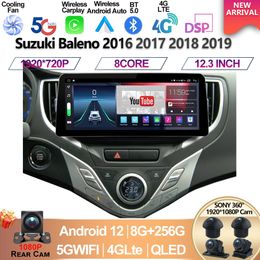 Voor Suzuki Baleno 2016 2017 2018 2019 Radio Layar 12,3 inch Stereo Pemutar CAR Video Mobil Android 12 GPS Pemutar Multimedia -eenheid