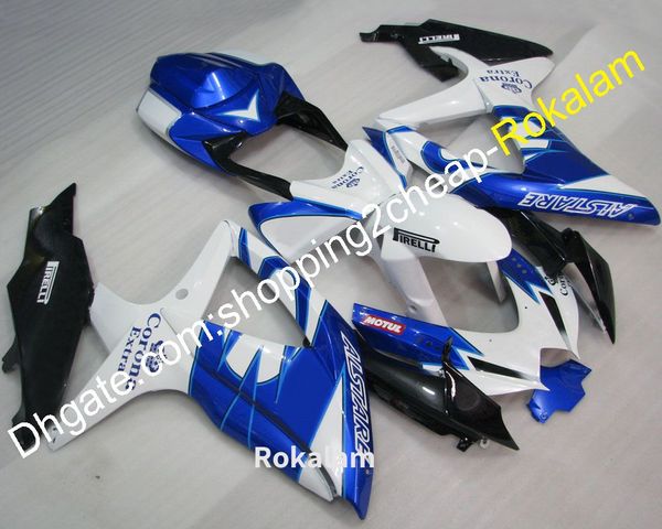 Para Suzuki Body Parts K8 08 09 10 GSX R600 GSXR750 GSXR 600 750 GSXR600 2008 ~ 2010 Carenado azul blanco negro (moldeo por inyección)