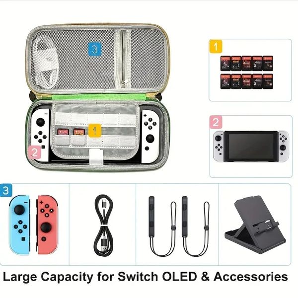 Para Switch Estuche de transporte Compatible con Nintendo Switch/Switch OLED, con 10 cartuchos de juegos Estuche de transporte de viaje de carcasa dura protectora para consola