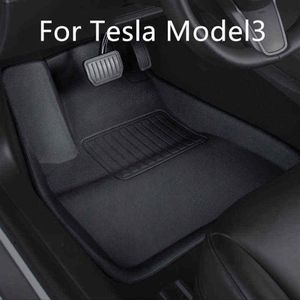Pour Tesla Model 3 2021 Tapis de sol imperméable antidérapant modifié Model3 accessoires 3 pièces/ensemble coussinet de pied spécial entièrement entouré H220415 227m