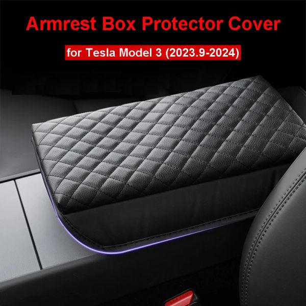 Couvercle de protection de boîte d'accoudoir Highland pour Tesla modèle 3 2024, panneau de Console centrale en cuir, accessoires d'intérieur modifiés