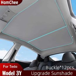 Para Tesla Model 3/Model Y 2019-2022, parasol para ventana de techo con cubierta reflectante para tragaluz, red para techo corredizo anticaída