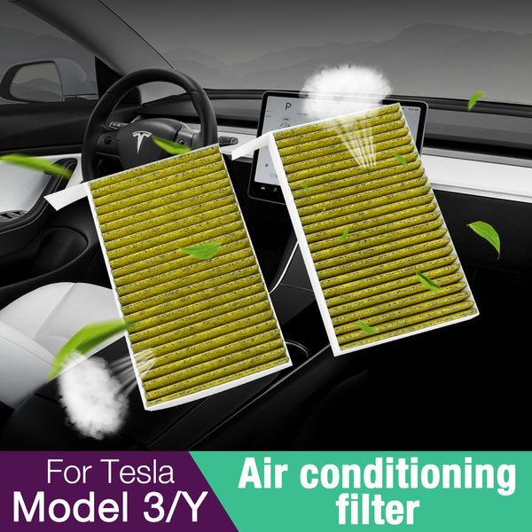 Pour Tesla modèle 3 modèle Y 2023 filtre à air à charbon actif 2 pièces ensemble climatiseur filtre élément accessoires de remplacement