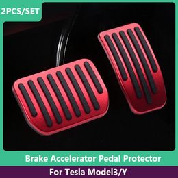 Voor Tesla Model 3 Model Y 2023 Aluminium legeringremversneller Pedaalafdekking voor Model3y Anti-slipbescherming Pedaalkussendekking