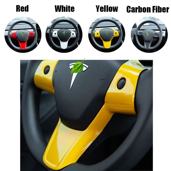 Para Tesla modelo 3 modelo y protector para volante de coche parche decorativo fibra de carbono ABS accesorios decorativos 223M