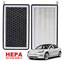 Voor Tesla Model 3 Model Y HEPA Actieve Kool Luchtfilter Auto Airconditioner Filterelement Vervangingsset Cabine Luchtfilters