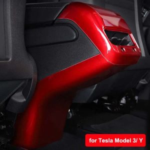 Para Tesla Model 3 Y caja de reposabrazos, Panel trasero, asiento, protección antipatadas, cubierta embellecedora, accesorios interiores de fibra de carbono