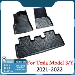 Pour Tesla modèle 3/Y voiture tapis de sol antidérapant imperméable TPE accessoires de voiture modifiés 3 pièces/ensemble coussinet de pied spécial entièrement entouré H220415