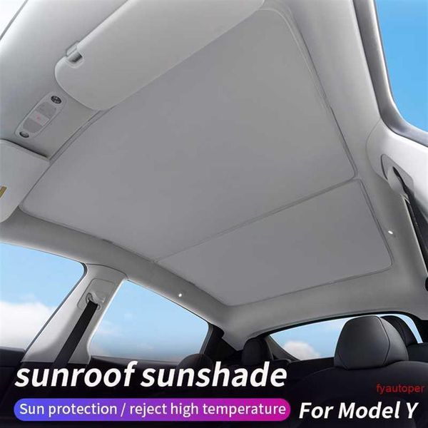 Para Tesla Model y 2019-2022 2023, parasol para techo solar, tragaluz, mejora ciega, red de sombreado, protección solar para techo de vidrio, accesorios para coche 261F