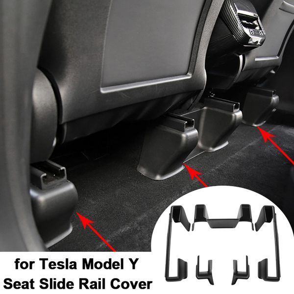 Para Tesla Model Y Protector de esquina debajo del asiento Cubierta protectora de rieles deslizantes del asiento trasero Decoración antipatadas ModelY 2022 Accesorios de carcasa de protección Accesorio interior